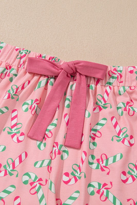 Pink Candy Cane Pajama Set