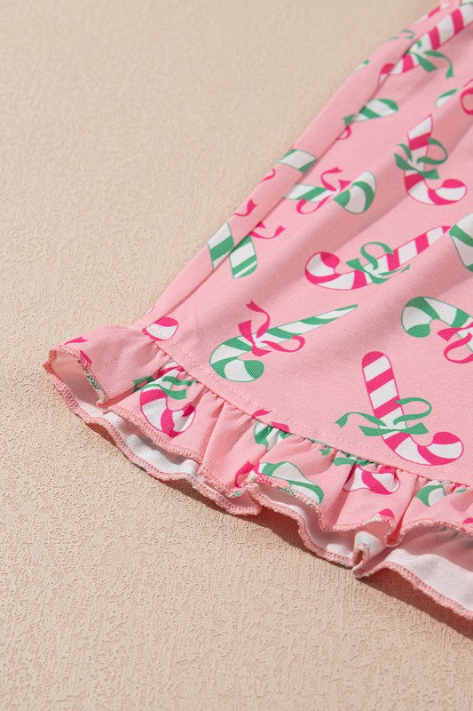 Pink Candy Cane Pajama Set