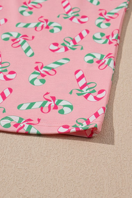 Pink Candy Cane Pajama Set