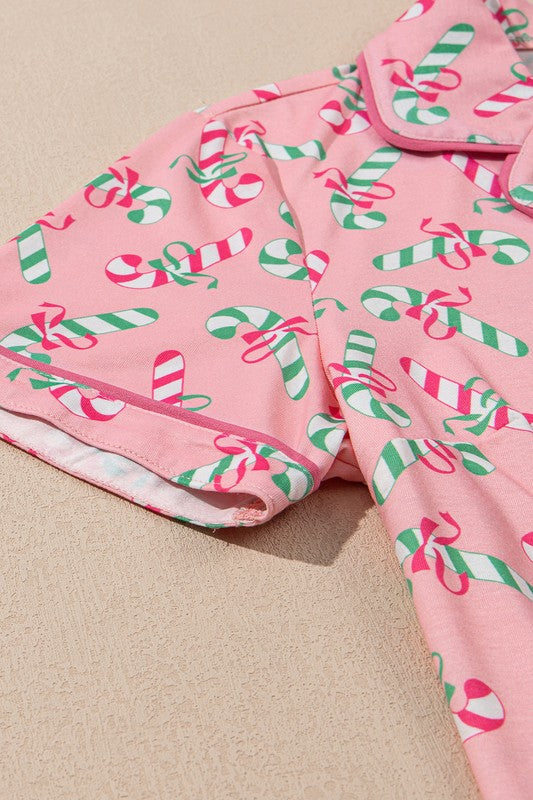 Pink Candy Cane Pajama Set