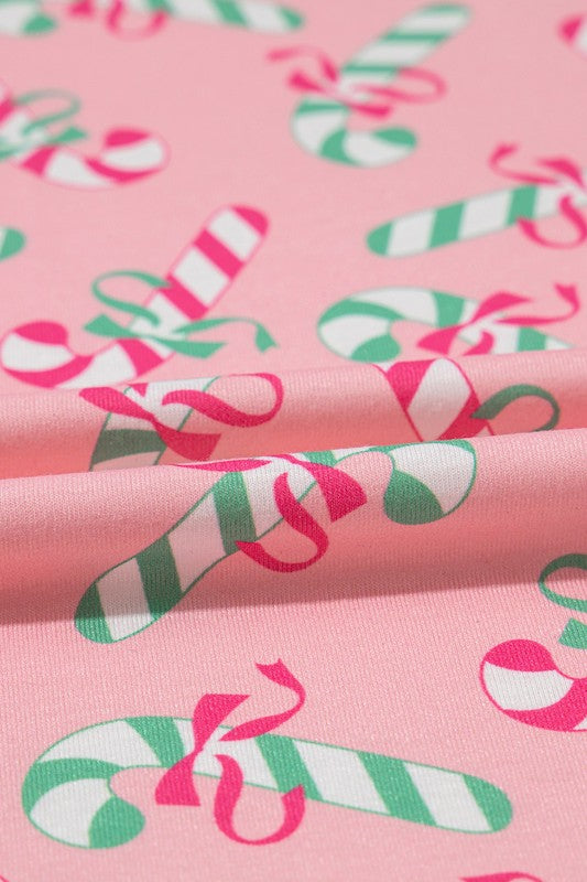 Pink Candy Cane Pajama Set