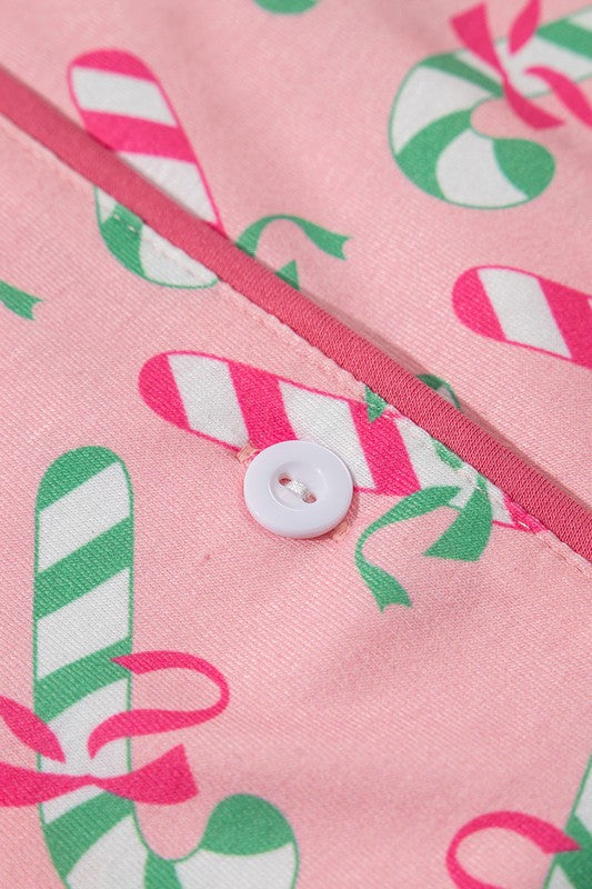 Pink Candy Cane Pajama Set