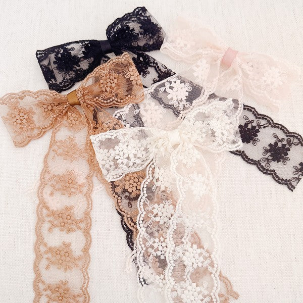 French Lace Sheer Bow Hair Clip