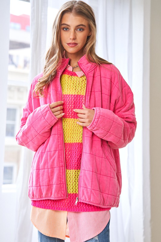 Hot Pink quilted Jacket