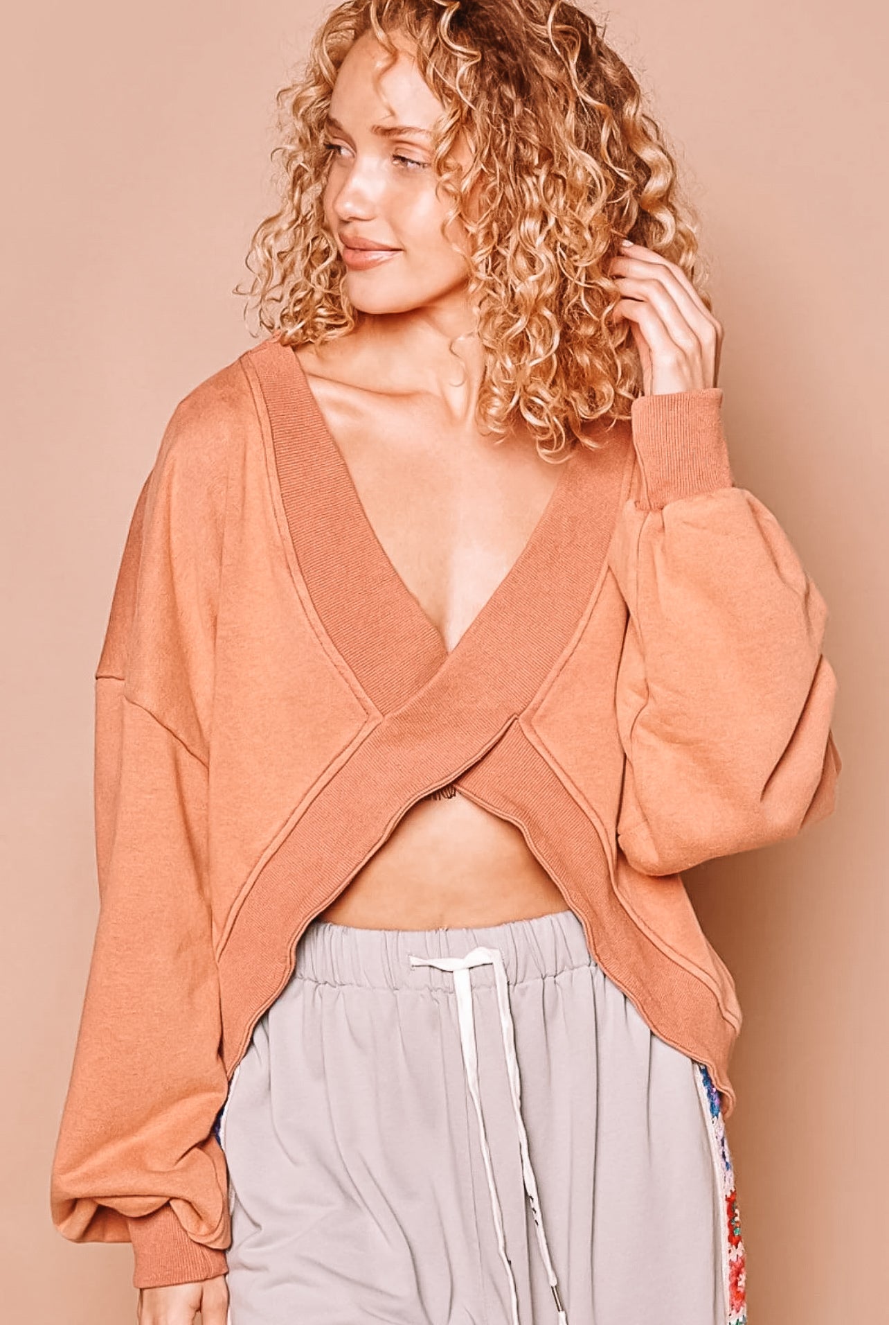 Terra Cotta Criss Cross Reversible Sweatshirt