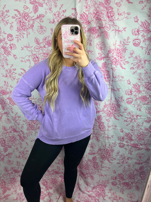 Lavender Hi-low Hem Sweatshirt