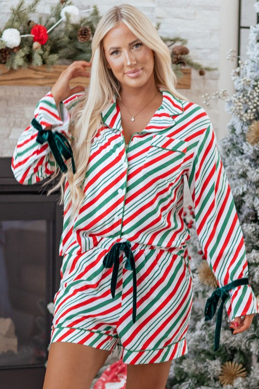 Striped Christmas Pajama Set