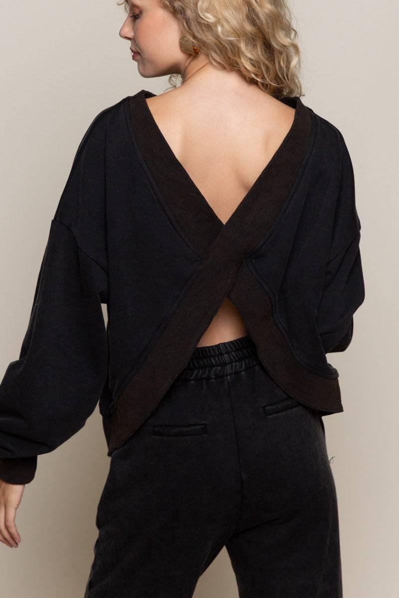 Black Criss Cross Reversible Sweatshirt