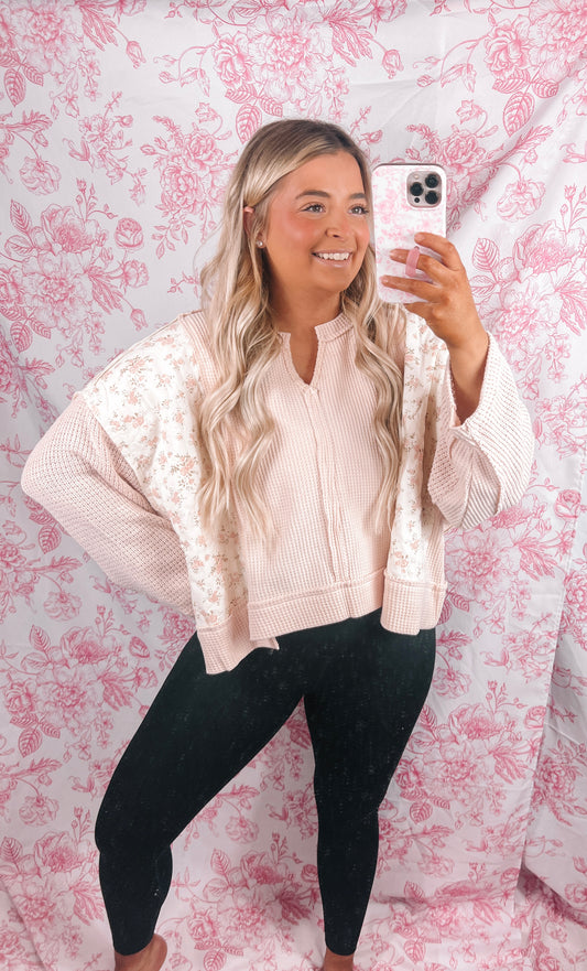 Blush Floral Oversized Top