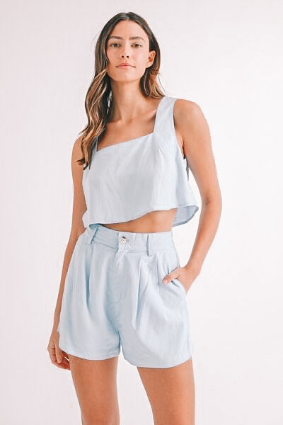 Sleeveless Crop Top and Shorts Set