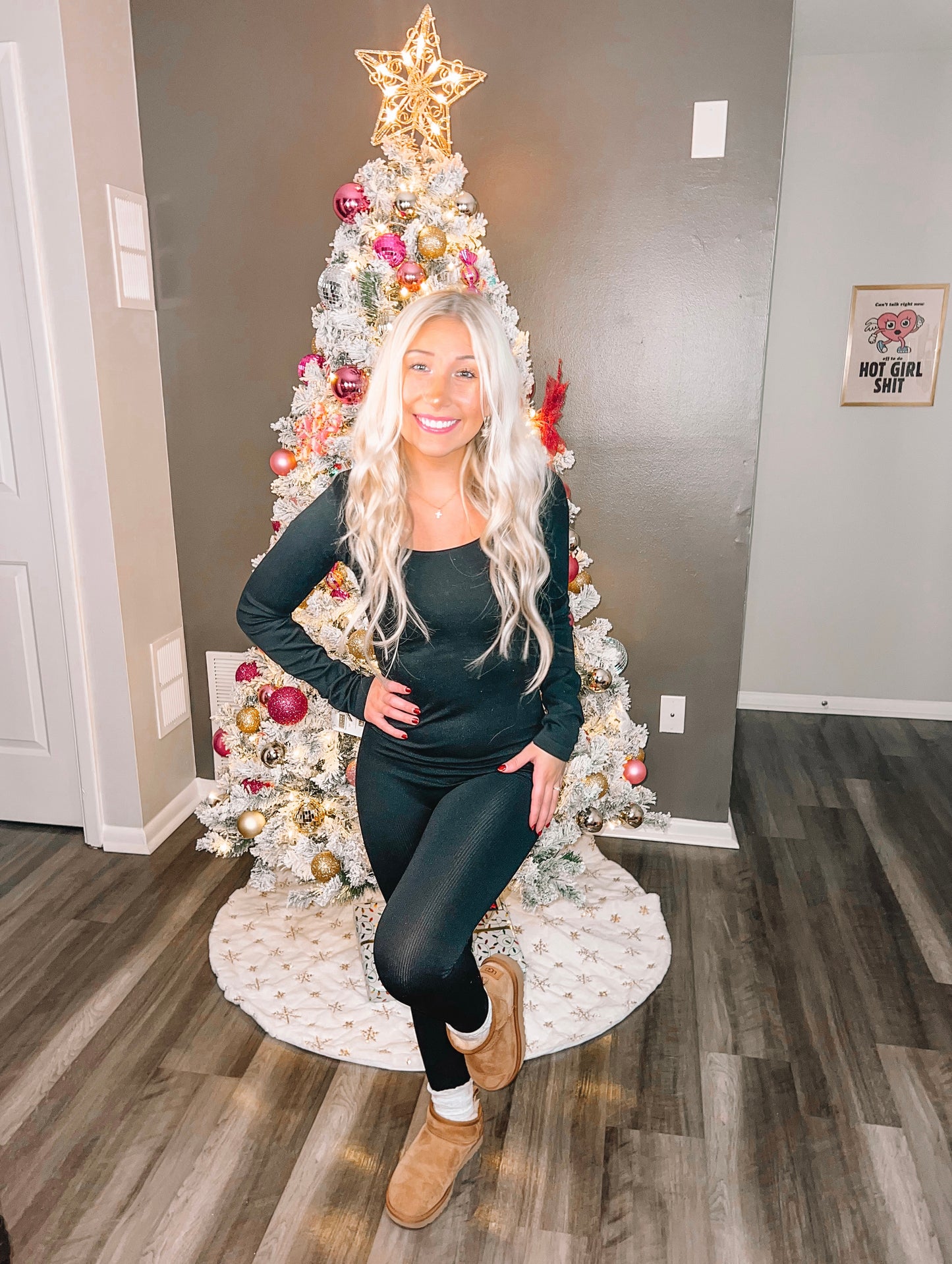 Ribbed Scoop Neck Long Sleeve Jumpsuit