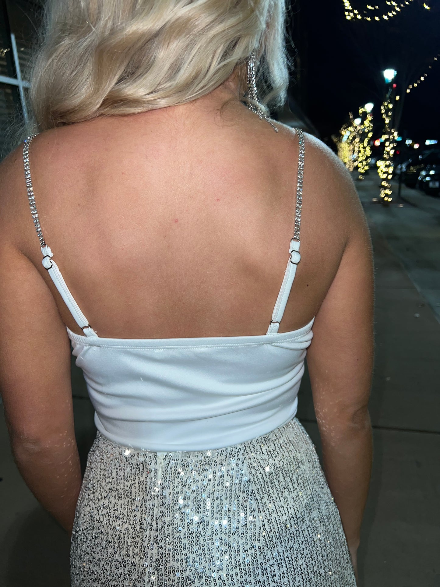 Rhinestone Strap Cami Bodysuit
