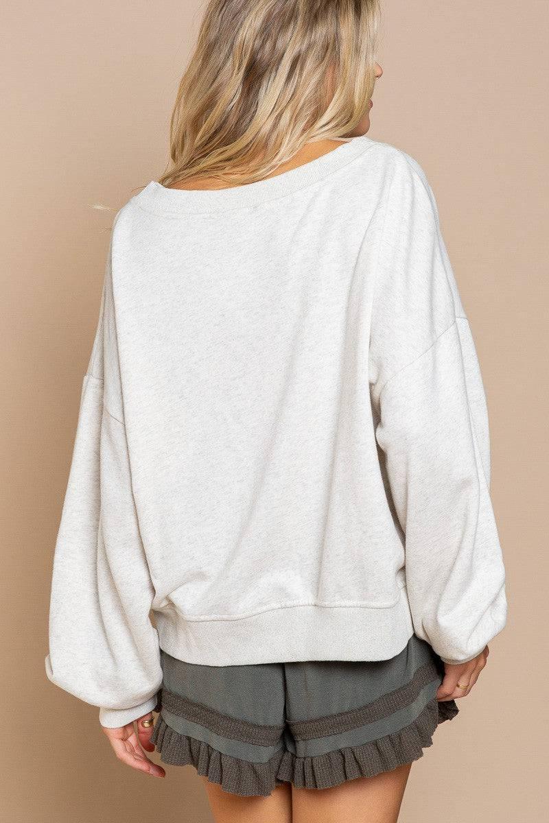 Grey Criss Cross Reversible Sweatshirt
