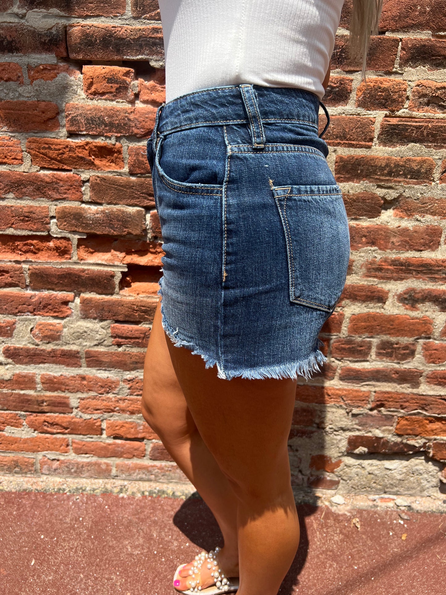 Dark Wash Kan Can Shorts