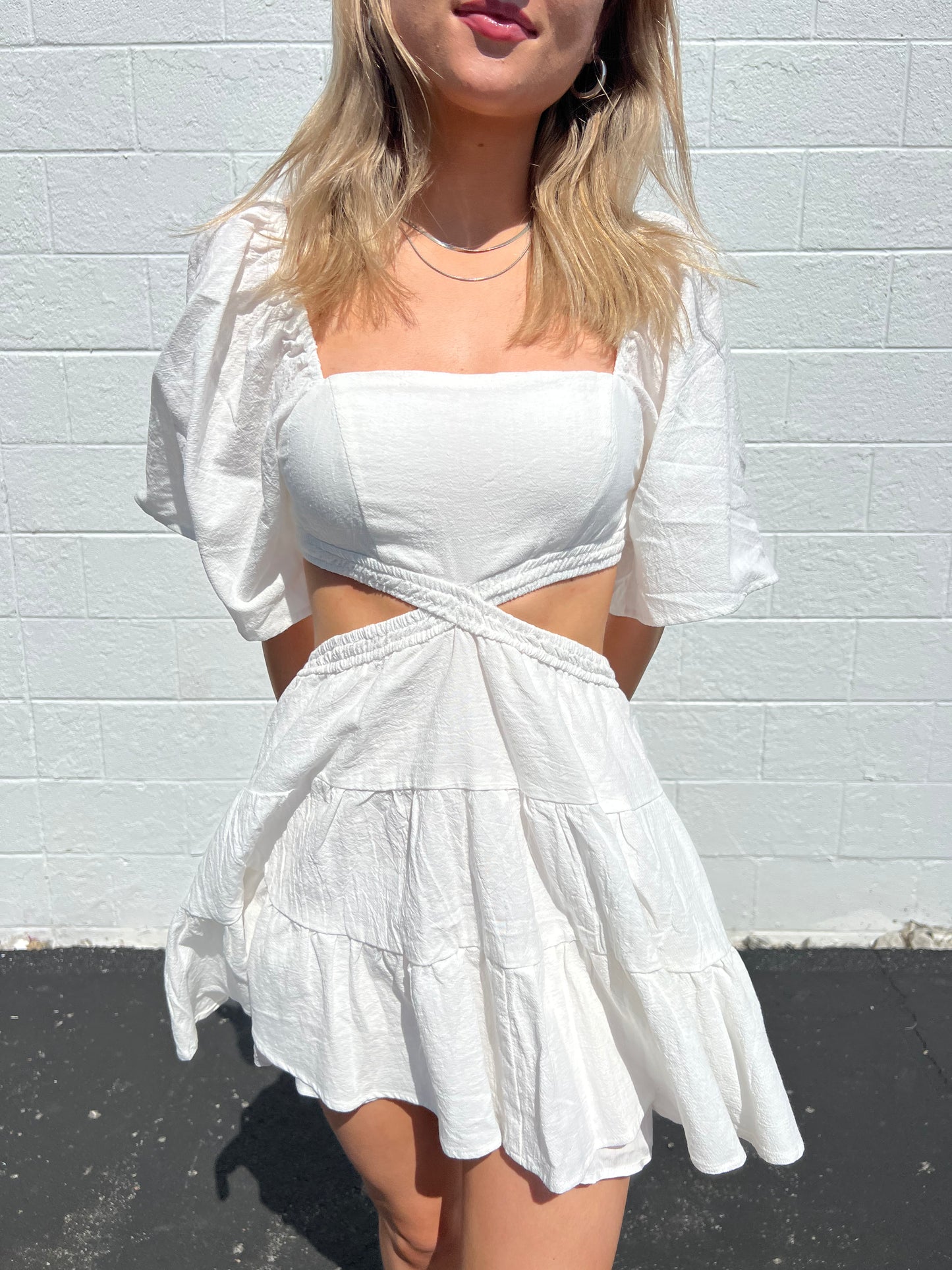 White Criss Cross Open Back Dress