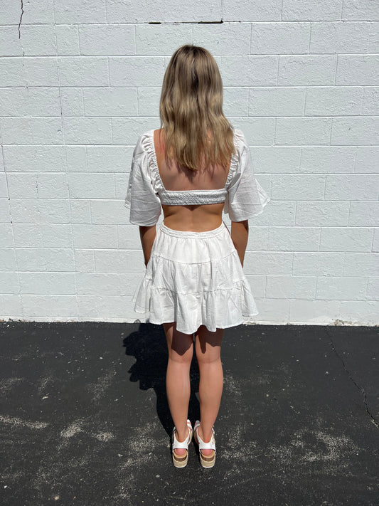 White Criss Cross Open Back Dress