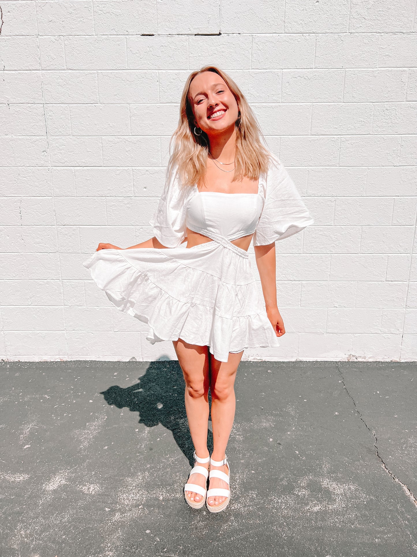 White Criss Cross Open Back Dress