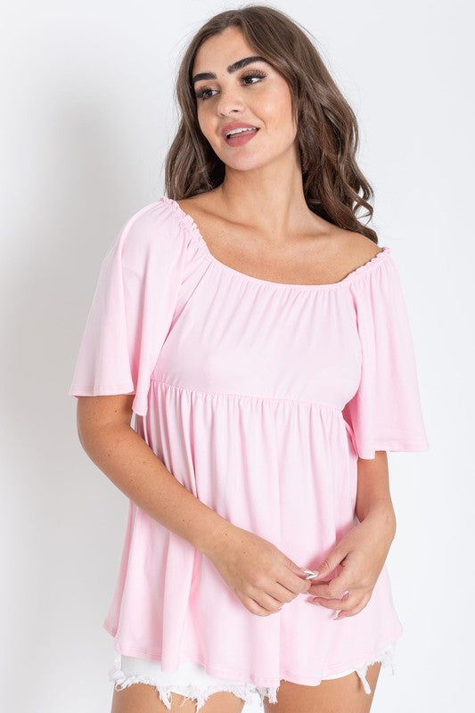 Plus Solid Square Neck Babydoll Tunic