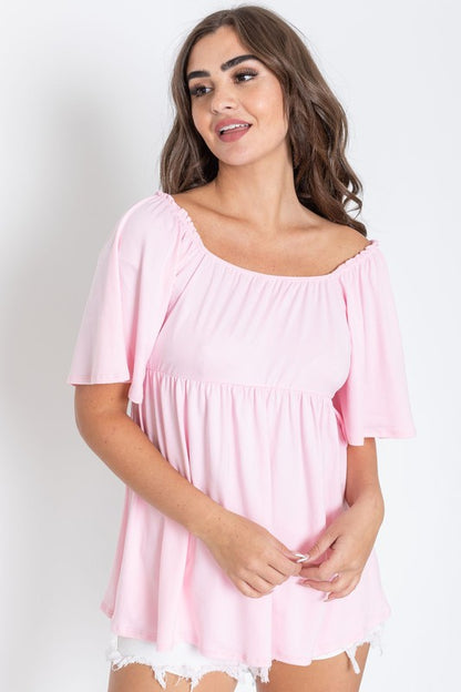 Plus Solid Square Neck Babydoll Tunic