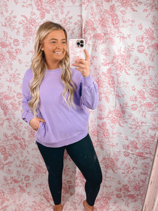Lavender Hi-low Hem Sweatshirt