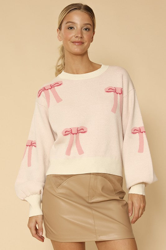 All Over Bow Knit Sweater
