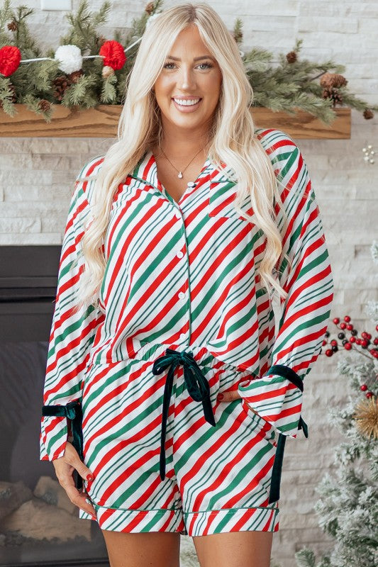 Striped Christmas Pajama Set