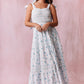 Blue Floral Tied Straps Dress