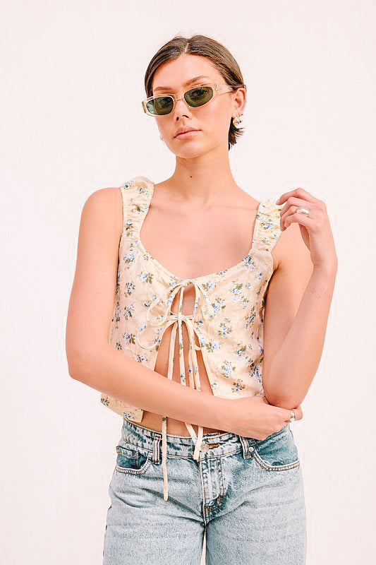 TIE FRONT PEASANT TOP