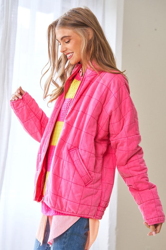 Hot Pink quilted Jacket