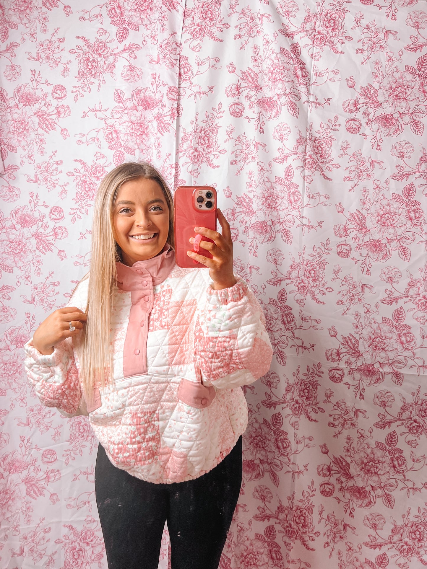 Floral Quilted Quarter Snap Sweatshirt