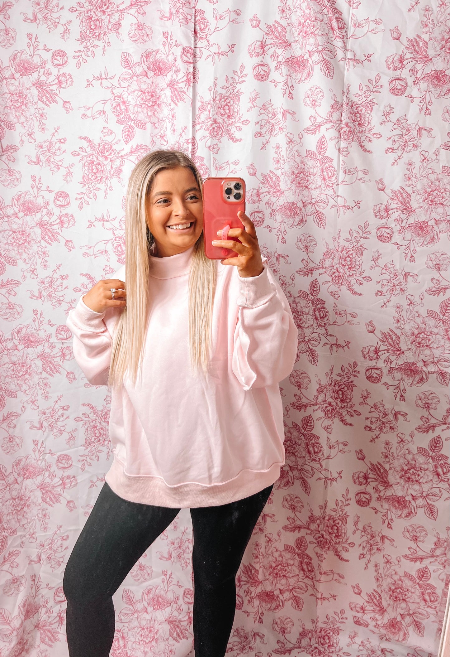 Blush Pink Mock Neck Sweatshirt