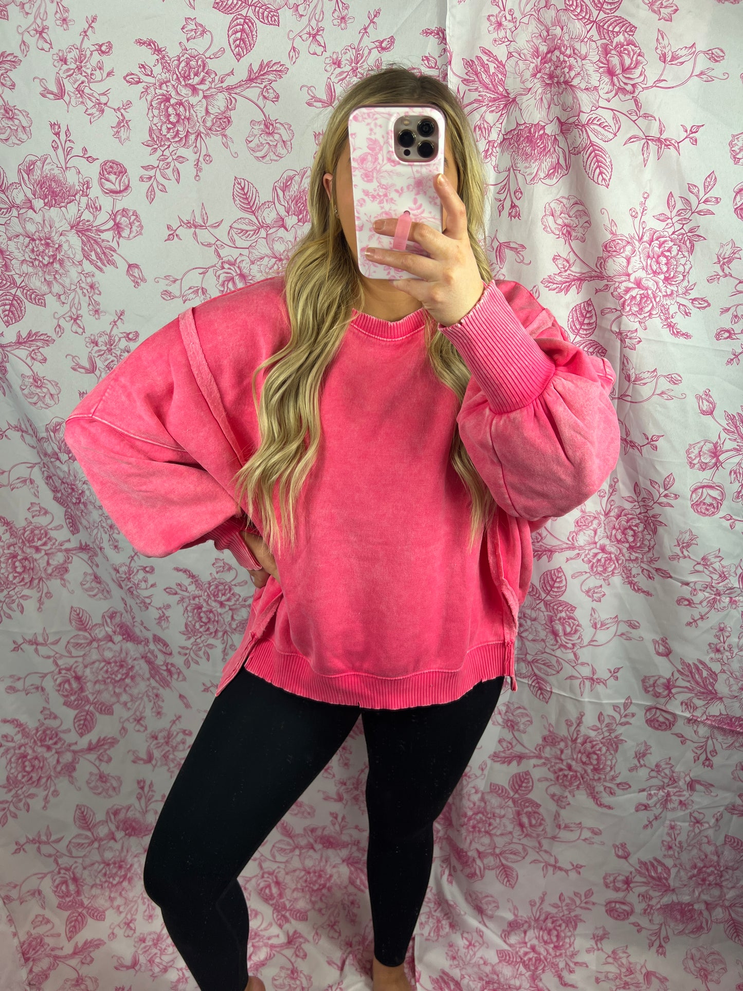 Pink Acid Wash Sweatshirt