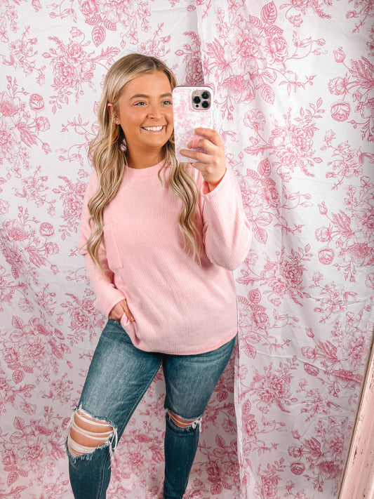 Baby Pink Ribbed Sweater