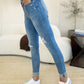 Judy Blue Mid Rise Destroy & Cuff Skinny Jeans