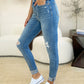 Judy Blue Mid Rise Destroy & Cuff Skinny Jeans