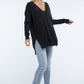 Hi-Low Hem Front Seam Sweater