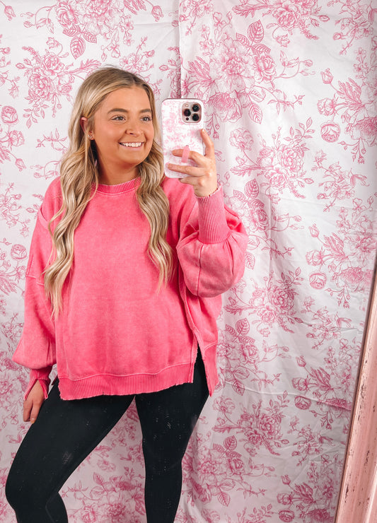 Pink Acid Wash Sweatshirt