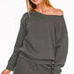 Black Off Shoulder Sweat Set
