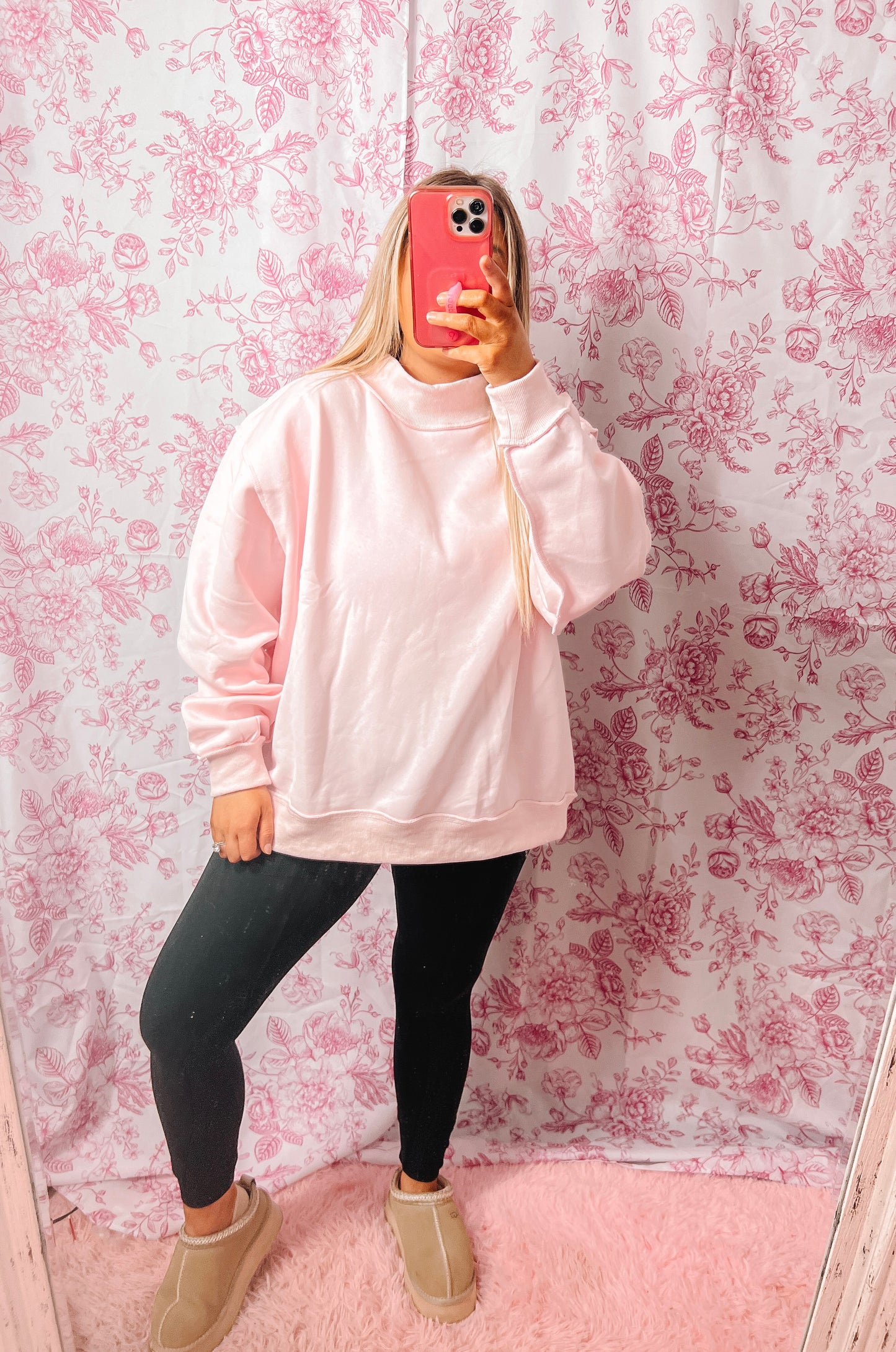 Blush Pink Mock Neck Sweatshirt