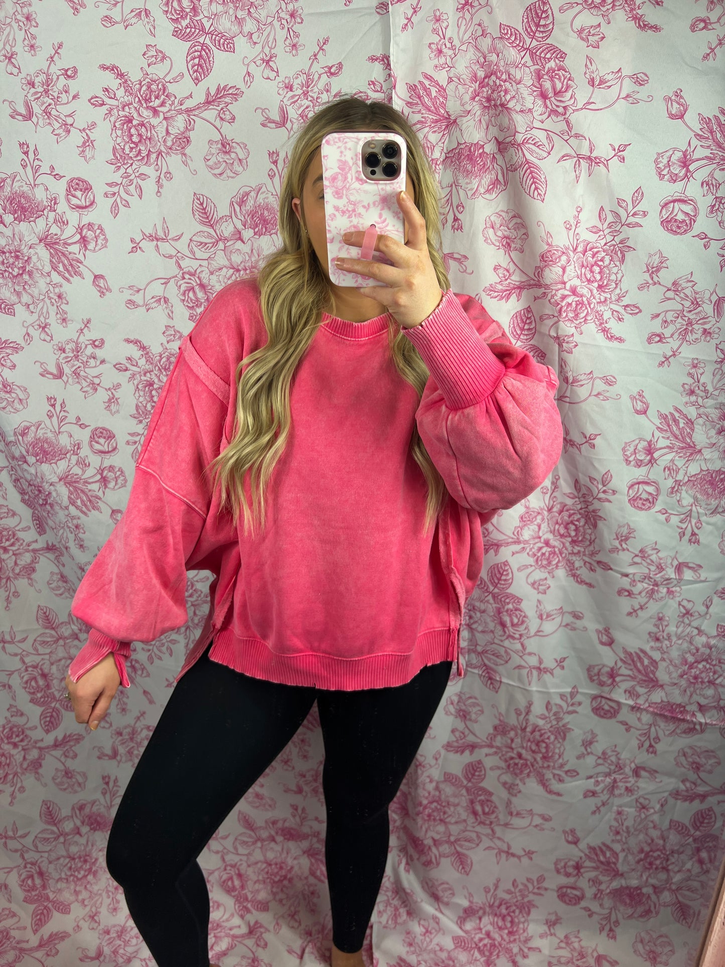 Pink Acid Wash Sweatshirt