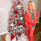 Red Henley Christmas Pajama Top