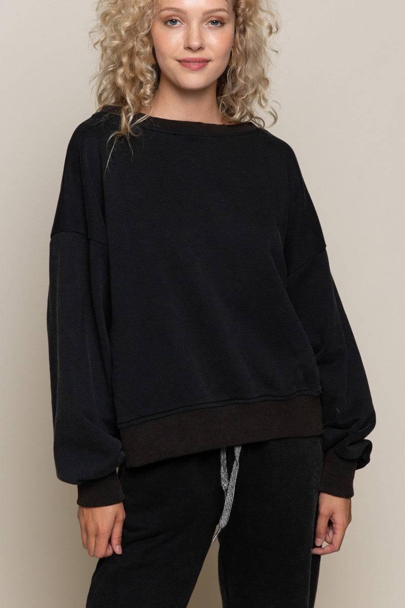 Black Criss Cross Reversible Sweatshirt