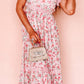 Floral Lace Tied Strap Square Neck Dress with Pockets