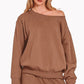 Brown Off Shoulder Sweat Set