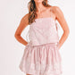 Pink Embroidered Crop Cami and Balloon Mini Skirt Set