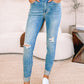 Judy Blue Mid Rise Destroy & Cuff Skinny Jeans