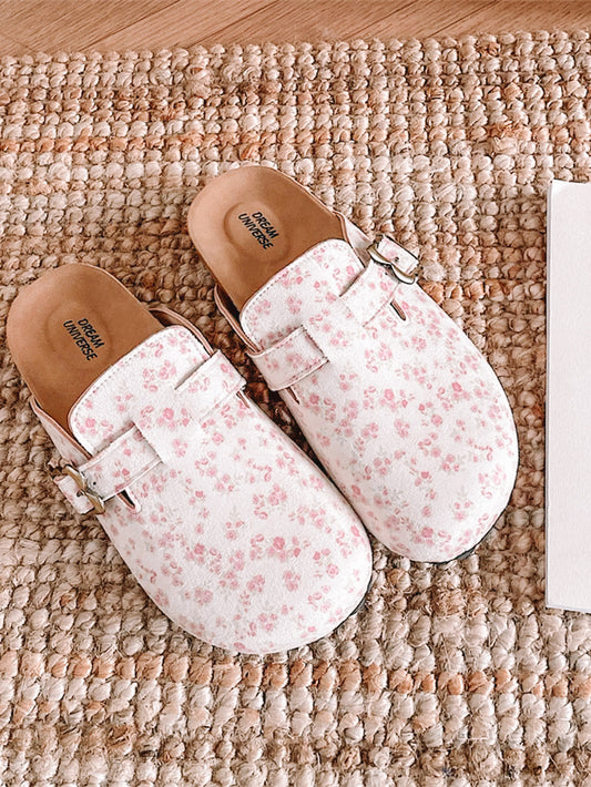 Floral Pattern Round Toe Slip-Ons