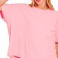 Pink Oversized Ribbed Tee