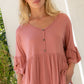 PLUS SOLID TULIP SLV BABYDOLL TOP