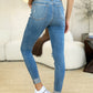 Judy Blue Mid Rise Destroy & Cuff Skinny Jeans